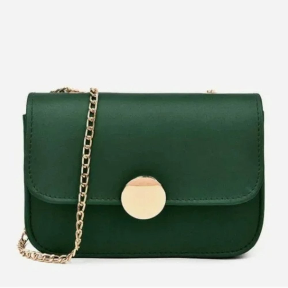 Dark Green Flap Chain Bag